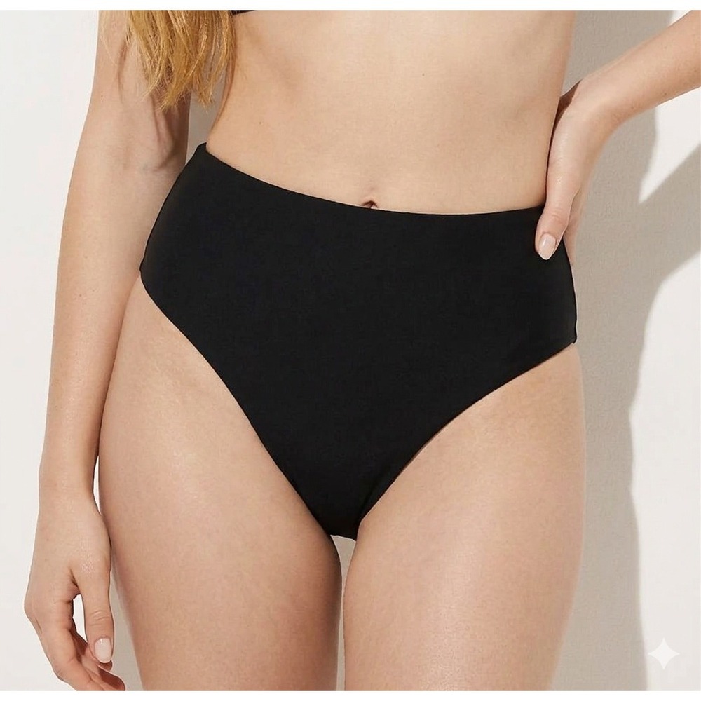 J.Crew Bikini Bottoms Size Medium Black Classic Sculpt Magic Swim Fabric Hallie